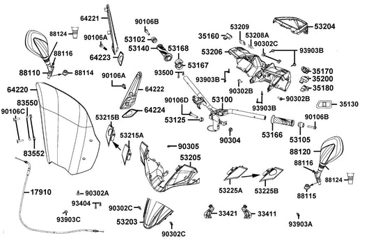 Nut U 10MM(C) — 90304-PUA3-B50 — KYMCO exploded-view diagram