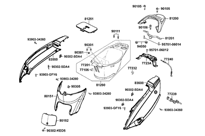 KYMCO Body Cover and Luggage Box exploded-view diagram, Vitality 50