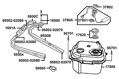 KYMCO Fuel Tank exploded-view diagram, Vitality 50
