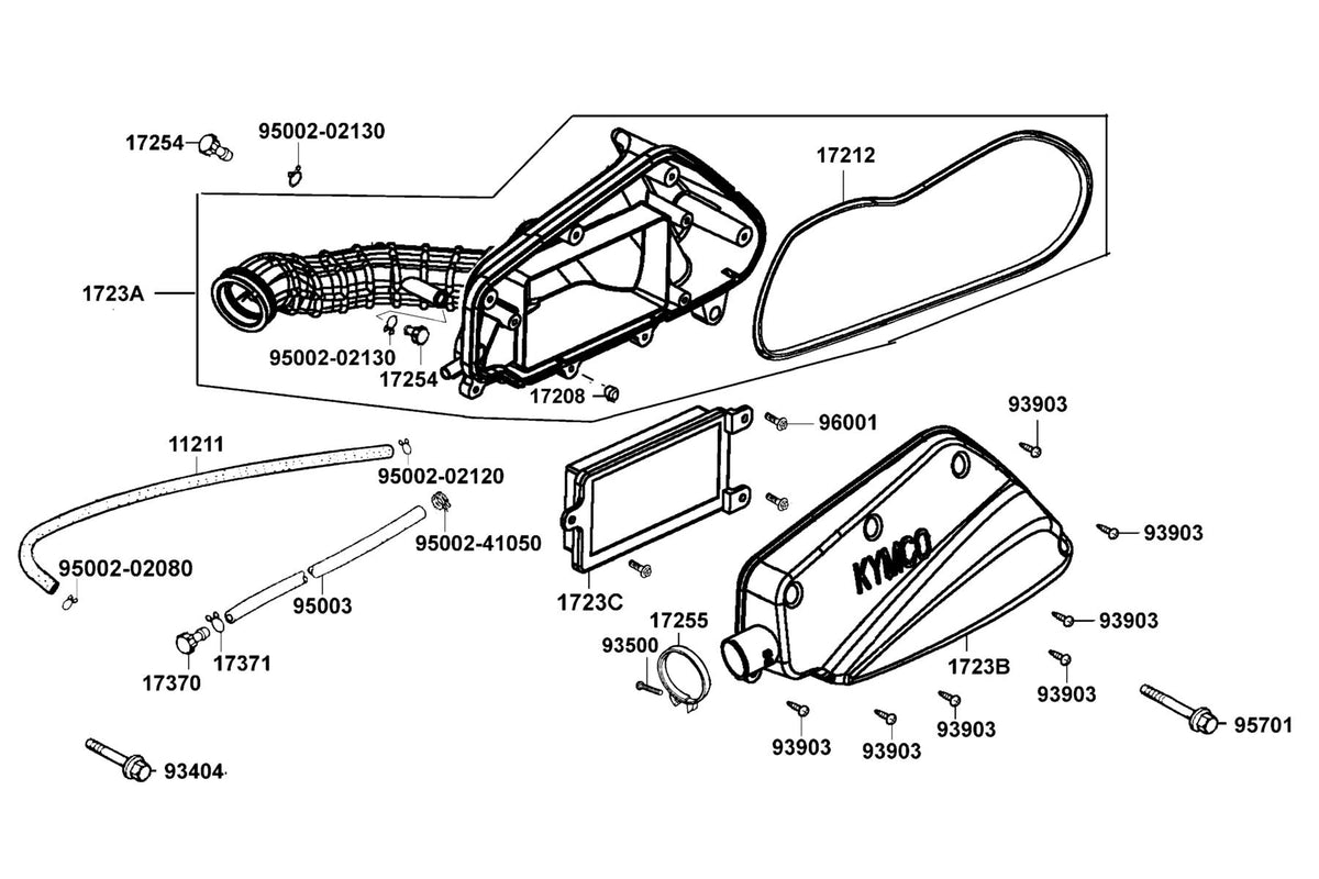 KYMCO Air Cleaner exploded-view diagram, Sento 50