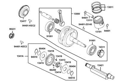 Key Woodruff 16*13 — 94401-KEC2-900 — KYMCO exploded-view diagram