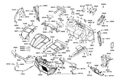 Side Panel Lh Front — 60340-ALE8-E00-E4R — KYMCO exploded-view diagram