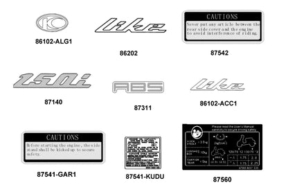 KYMCO Emblem and Stripe exploded-view diagram, Like 150i ABS