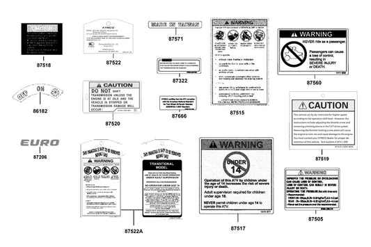 Caution Label — 87518-AHA5-M30-T01 — KYMCO exploded-view diagram