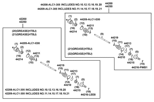 Half Shaft Rear-lh — 42250-ALC1-E00 — KYMCO exploded-view diagram