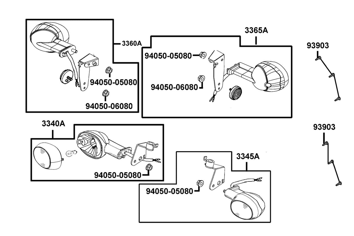 KYMCO Front Winker exploded-view diagram, Super 8 50