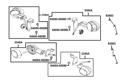 KYMCO Front Winker exploded-view diagram, Super 8 50