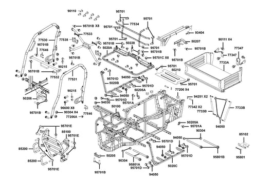 Cross Pipe Comp. Roof — 77532-ALE8-E00-MAS — KYMCO exploded-view diagram