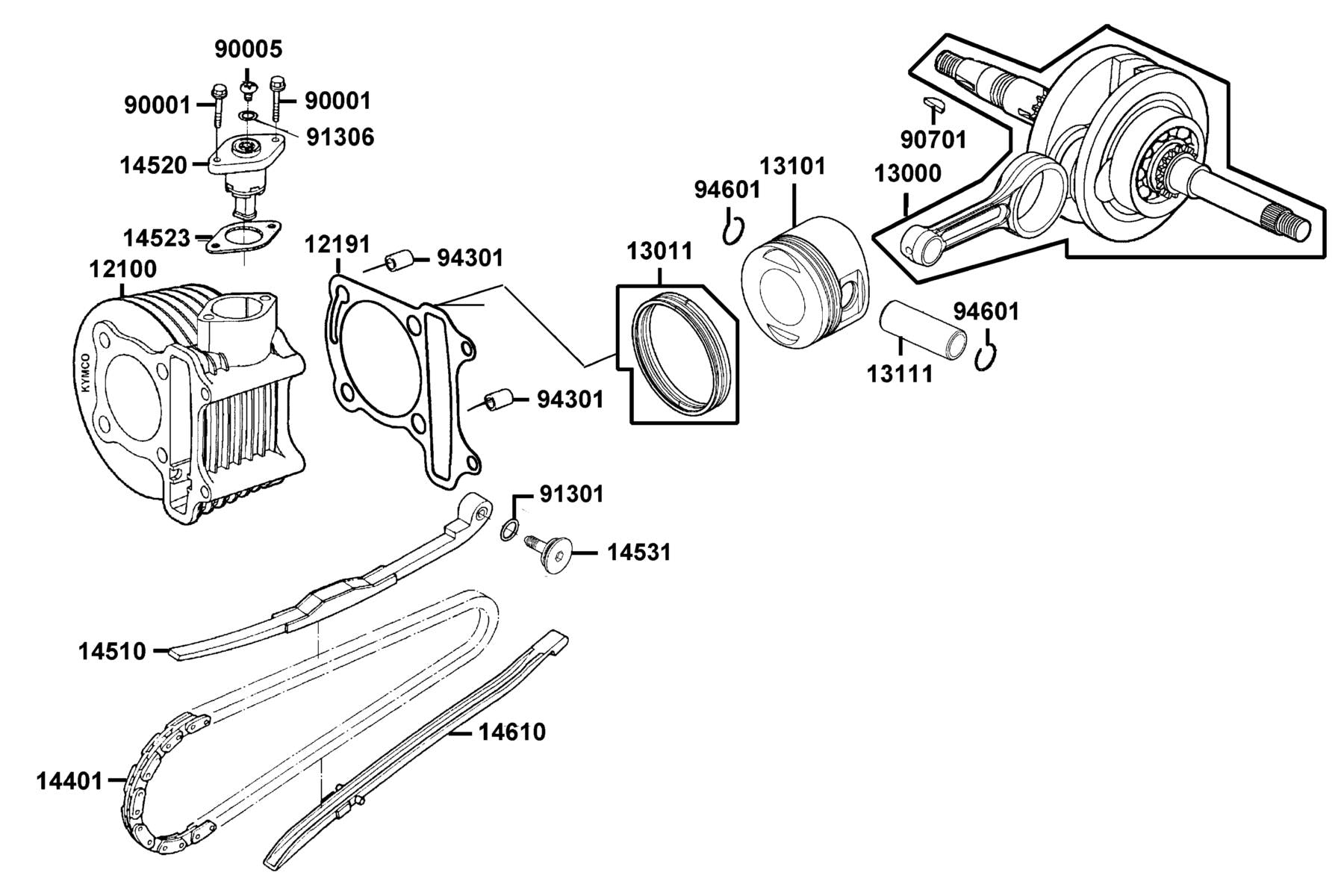 Key Woodruff 25X14X4 — 90701-HFB6-C00 — KYMCO exploded-view diagram