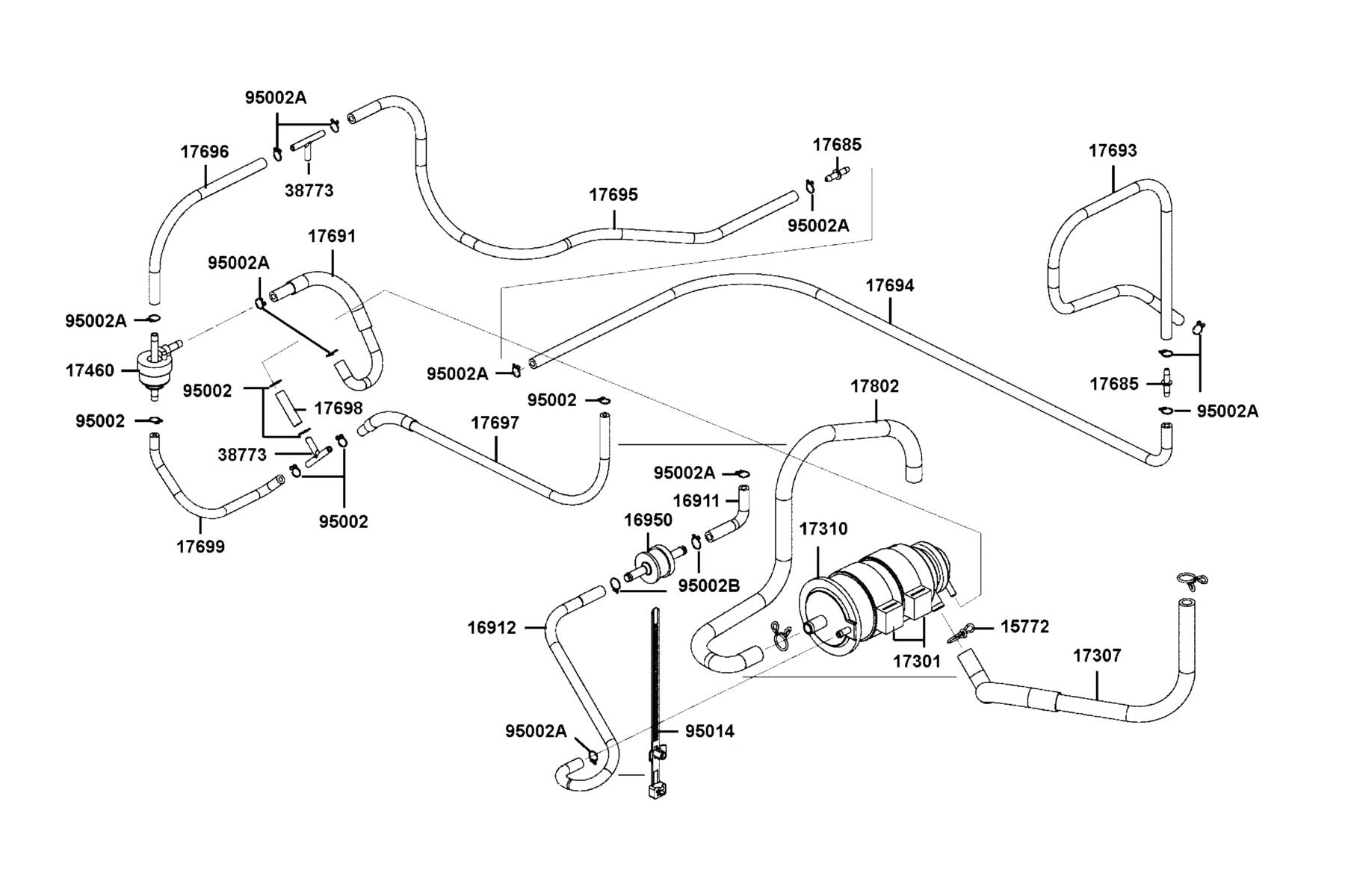 Tube Assy Air — 17802-AGA6-M00 — KYMCO exploded-view diagram
