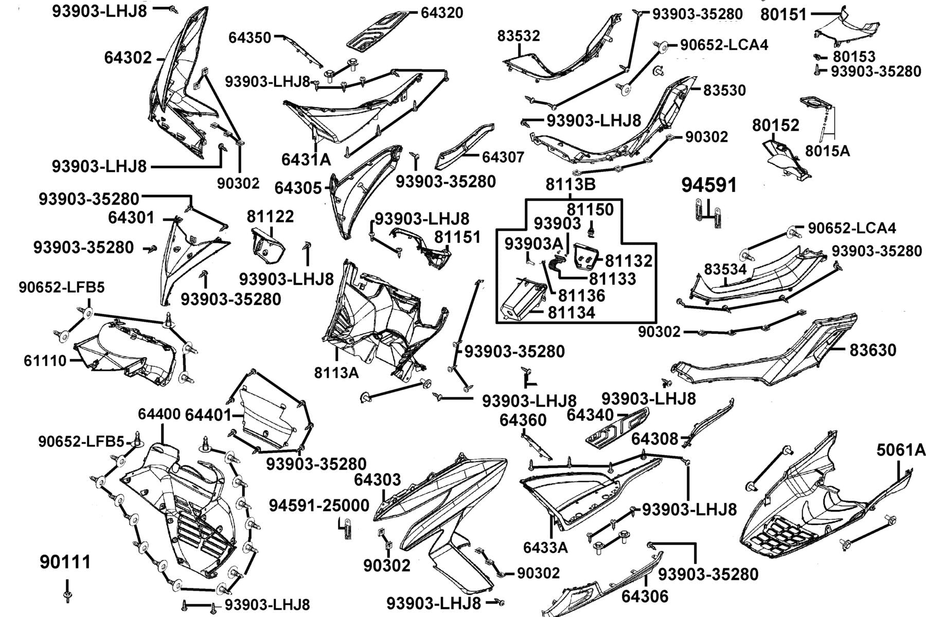 Clip Bind — 94591-25000 — KYMCO exploded-view diagram