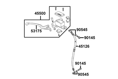 KYMCO Brake Master Cylinder exploded-view diagram, Agility 50