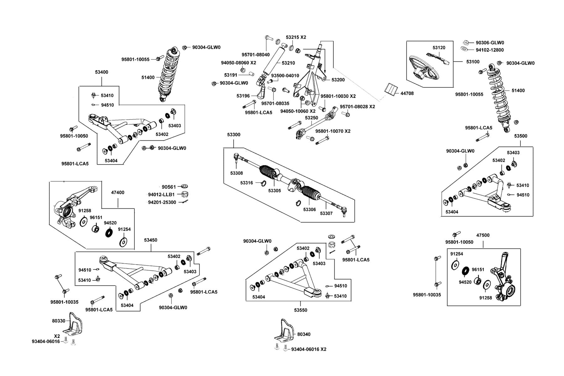 Knuckle Assy Steering Lh — 47500-ALE8-E00 — KYMCO exploded-view diagram