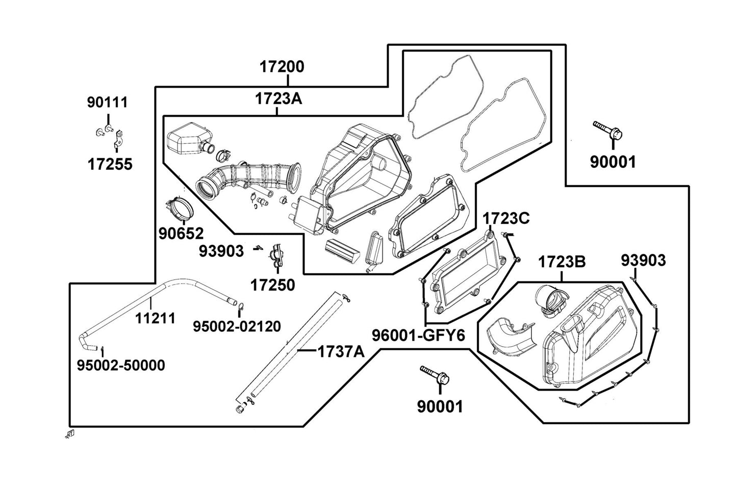 Clip B12 Tube — 95002-02120 — KYMCO exploded-view diagram