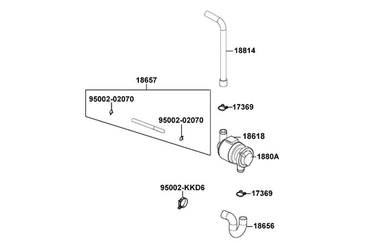 Clip Breather Tube — 17369-KDB4-671 — KYMCO exploded-view diagram