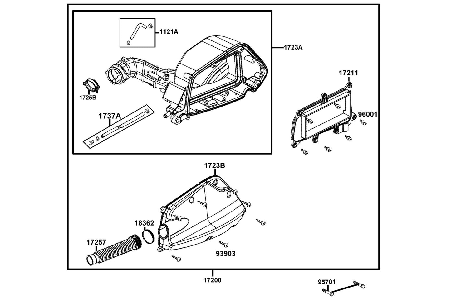 V Tube Assy — 1737A-KUDU-C00 — KYMCO exploded-view diagram