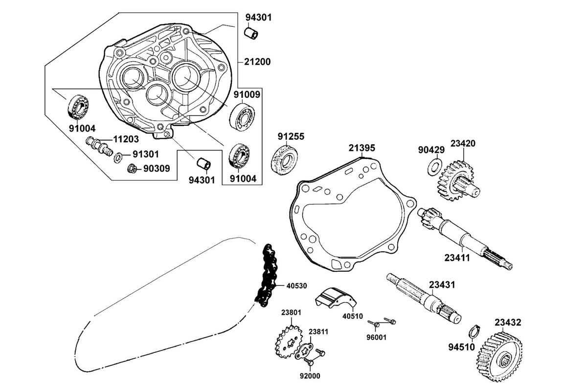 KYMCO Transmission exploded-view diagram, MONGOOSE 70