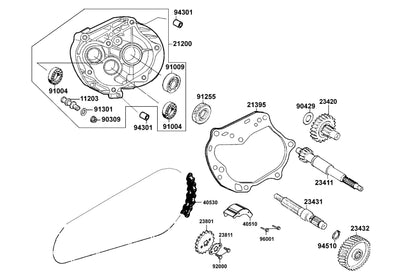 KYMCO Transmission exploded-view diagram, MONGOOSE 70