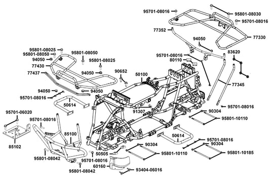 Tube Rear Mountimg-front — 77437-LGC3-E00 — KYMCO exploded-view diagram