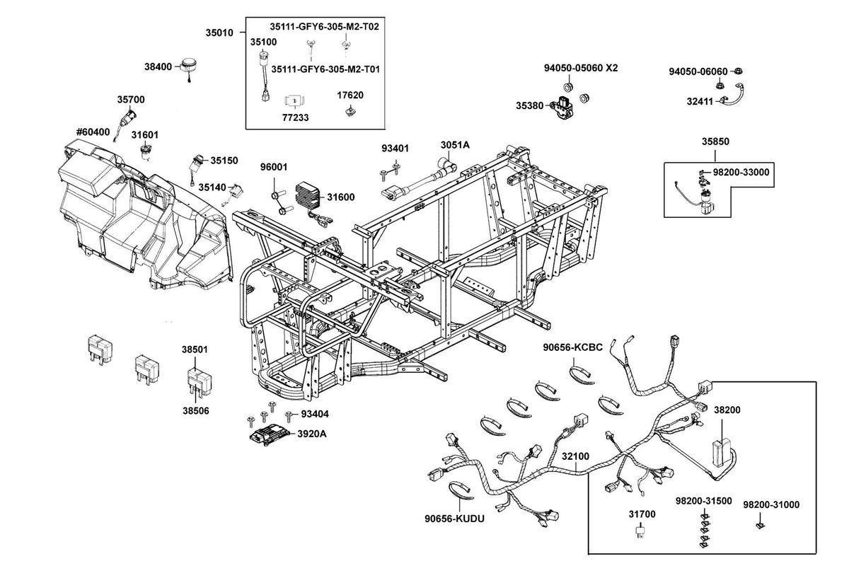 KYMCO Harness Wire exploded-view diagram, UXV 450