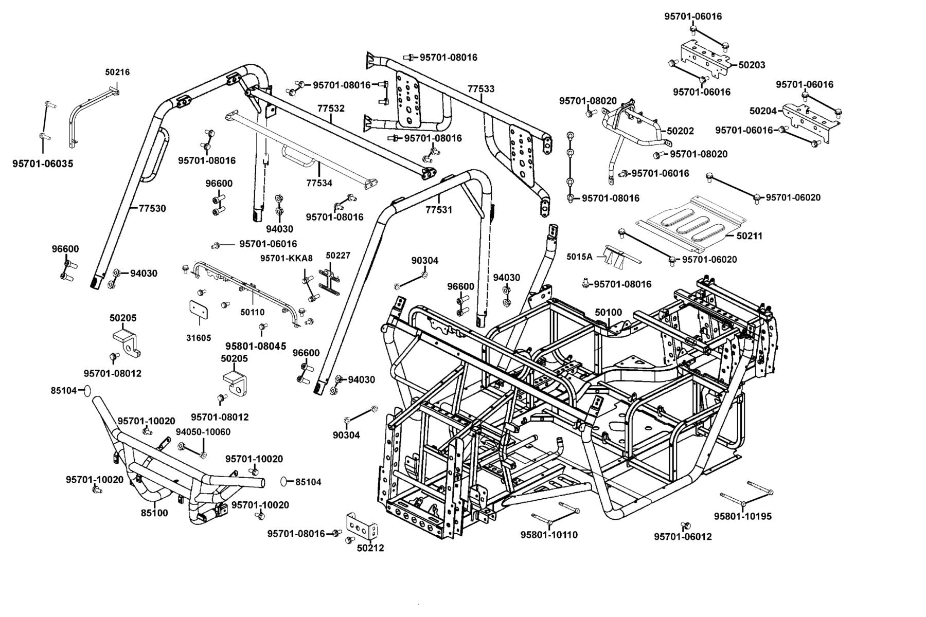 L Pipe Assy Roof — 77531-AGA5-M00 — KYMCO exploded-view diagram