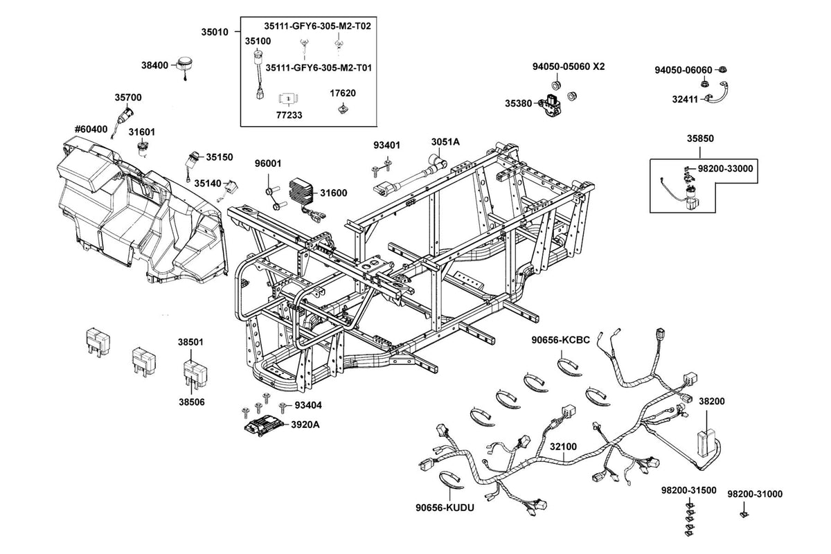 KYMCO Harness Wire exploded-view diagram, UXV 450