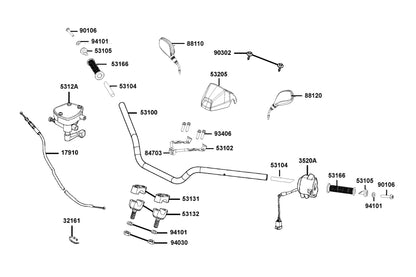 KYMCO Handle Steering exploded-view diagram, MXU 270
