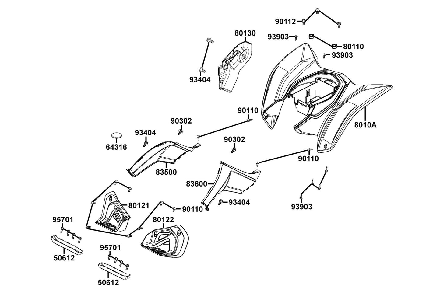KYMCO Fender Rear exploded-view diagram, MONGOOSE 270