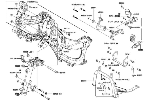Nut U 14MM — 90305-LBD4-900 — KYMCO exploded-view diagram