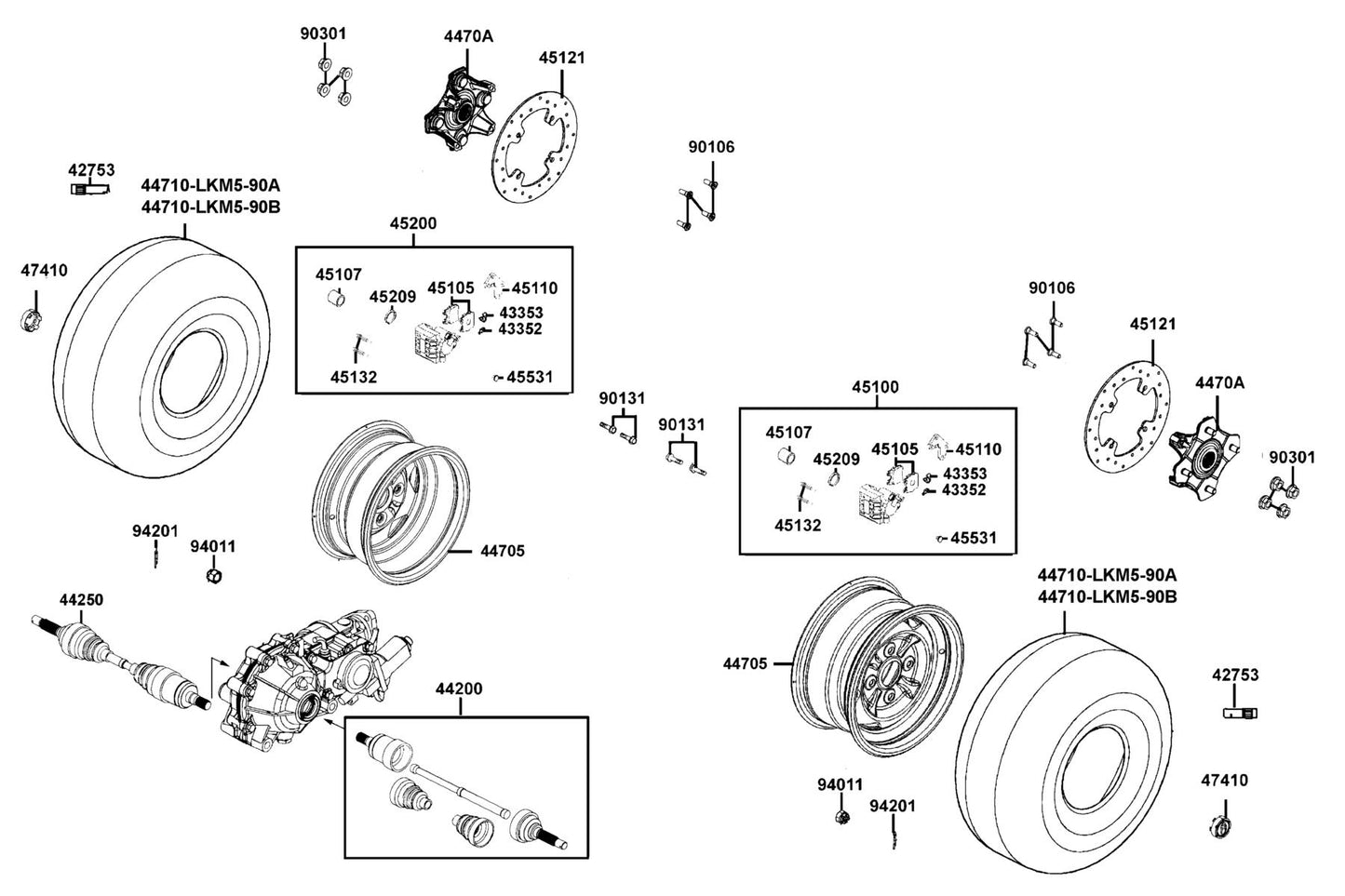 Tire Assy Fr AT25X8-12 — 44710-LKM5-90B — KYMCO exploded-view diagram