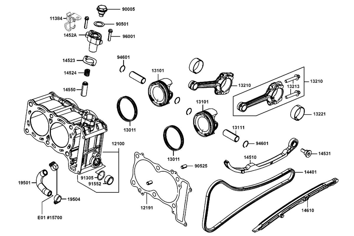 KYMCO Cylinder and Piston exploded-view diagram, CV3 550i ABS