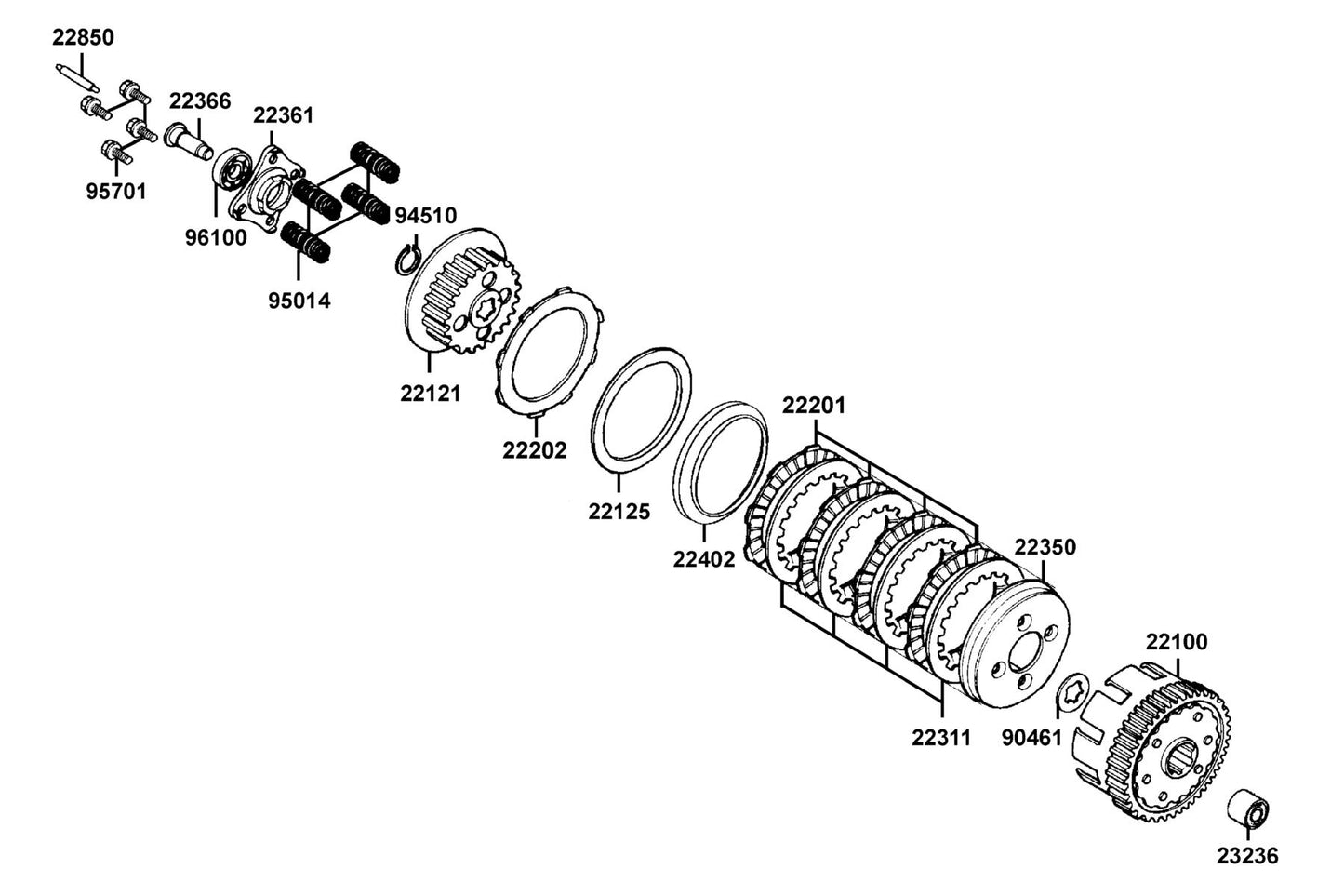 Disk Clutch Friction — 22202-KKAK-90A — KYMCO exploded-view diagram