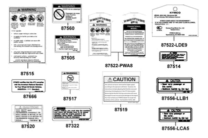 Warning Maximum Capacity 500lbs — 87514-PWA1-M30-T01 — KYMCO exploded-view diagram