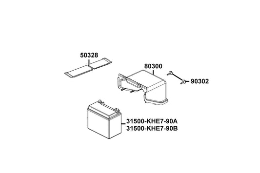 Battery GTX12-BS — 31500-KHE7-90B — KYMCO exploded-view diagram