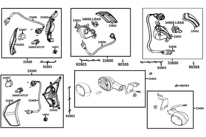 KYMCO Front Winker exploded-view diagram, Like 50 2T