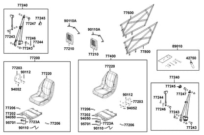KYMCO Seat exploded-view diagram, UXV 700