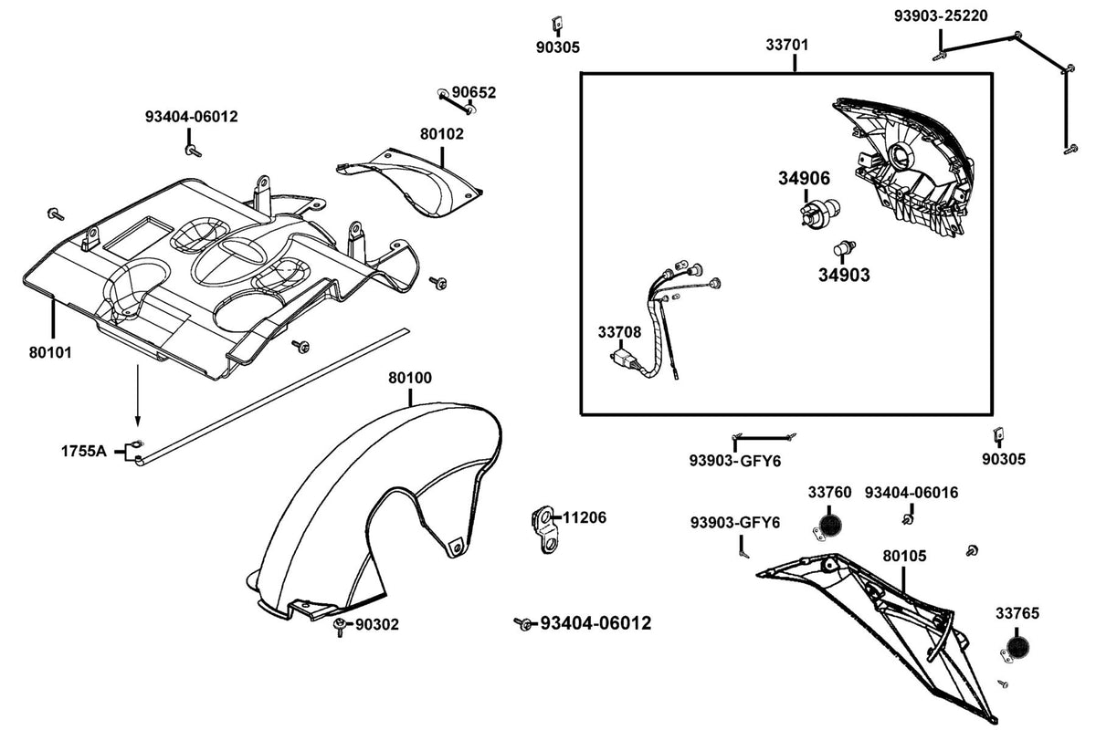 KYMCO Tail Light exploded-view diagram, Like 50 2T
