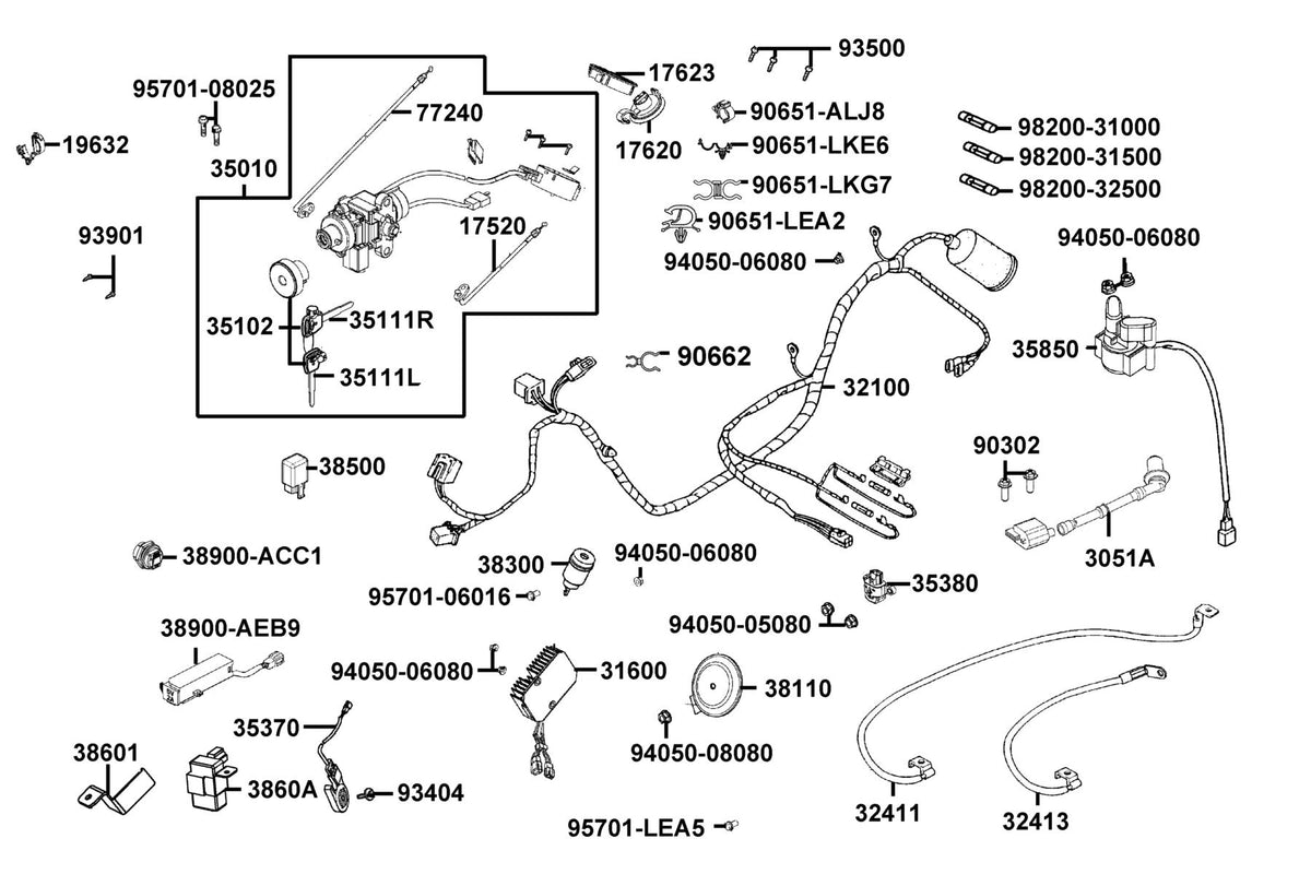 KYMCO Wire Harness exploded-view diagram, People S 150i ABS