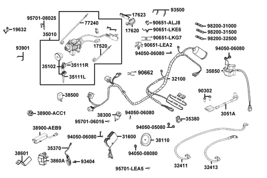 Cable Seat Lock — 77240-AEB9-E00 — KYMCO exploded-view diagram