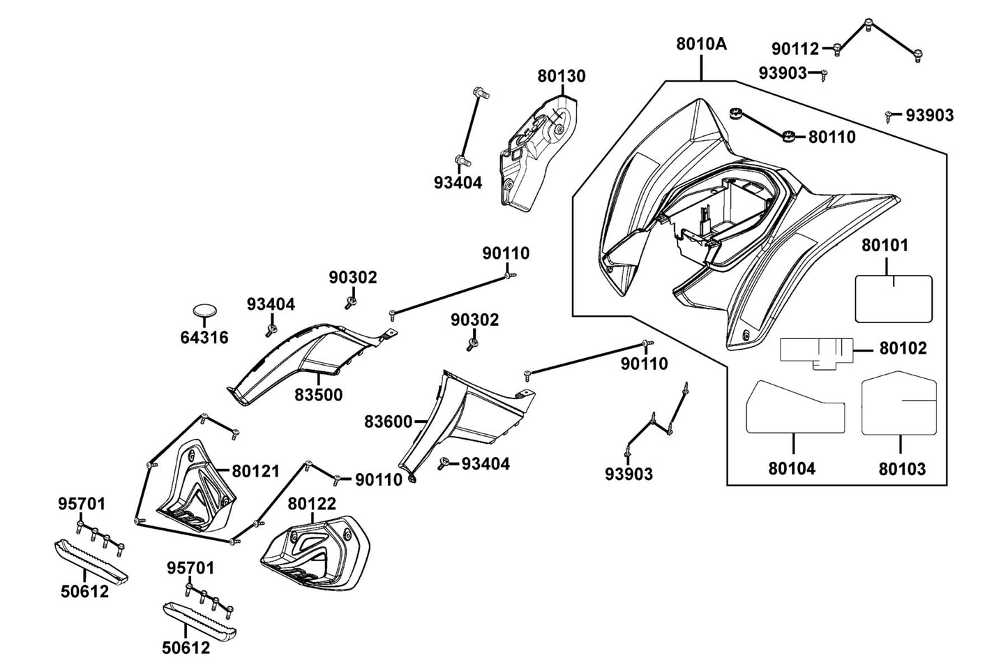 KYMCO Fender Rear exploded-view diagram, MONGOOSE 270