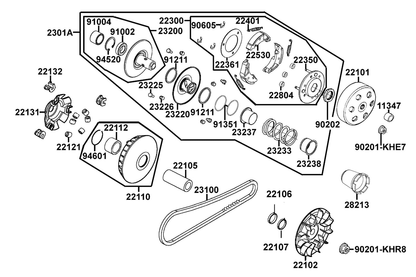 Seal Driven Face — 91211-KHE7-900 — KYMCO exploded-view diagram