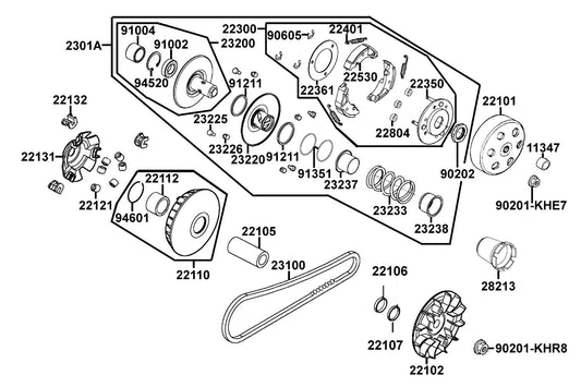 Seal Driven Face — 91211-KHE7-900 — KYMCO exploded-view diagram