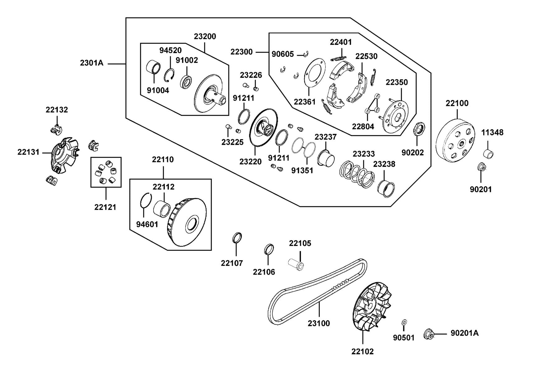 Roller Set Weight (1SET:6PCS) — 22121-KHE7-305 — KYMCO exploded-view diagram