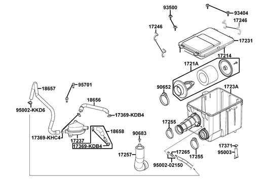 Clip B14.5 Tube — 95002-02150 — KYMCO exploded-view diagram
