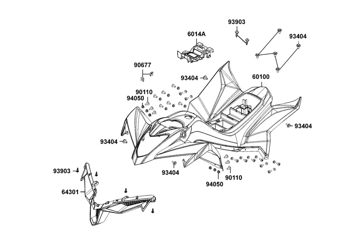 KYMCO Fender Front exploded-view diagram, MONGOOSE 110