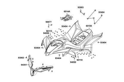 KYMCO Fender Front exploded-view diagram, MONGOOSE 110