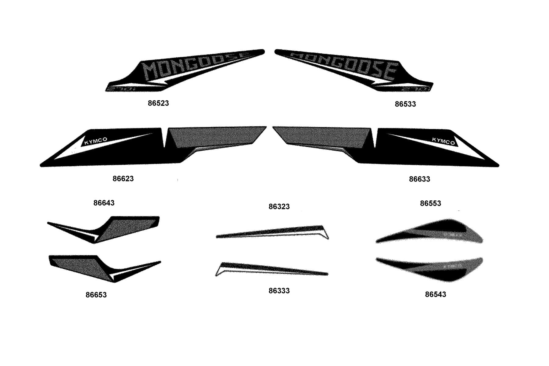 Stripe B R Frnder Fr — 86543-AHA5-M30-T0E — KYMCO exploded-view diagram
