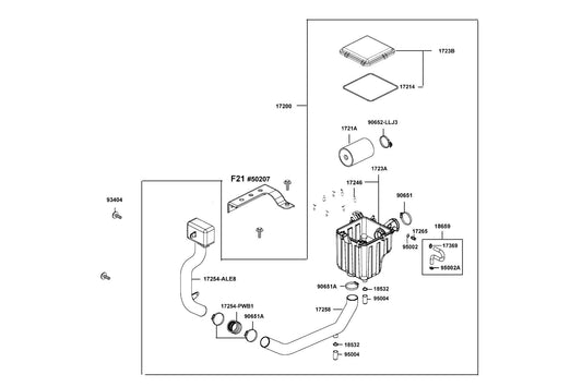 Pipe Intake — 17258-ALE8-E00 — KYMCO exploded-view diagram