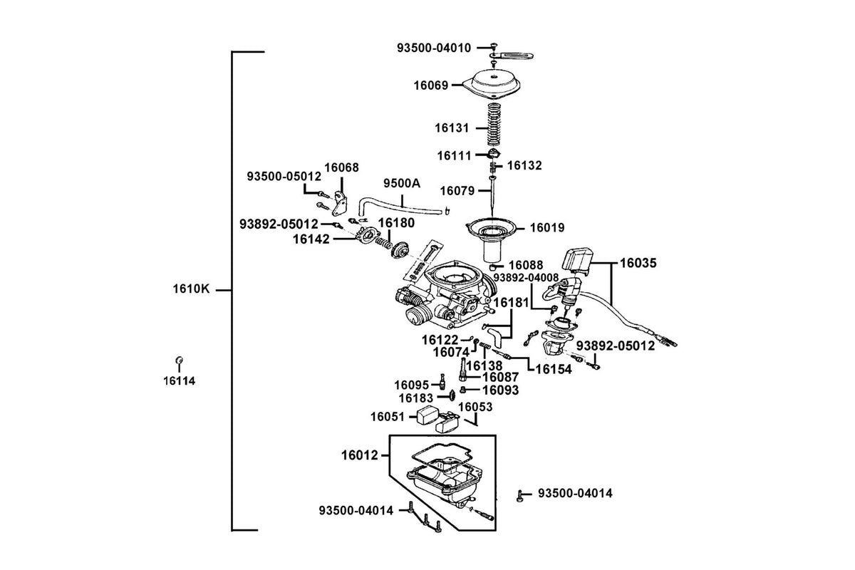 KYMCO Carburetor exploded-view diagram, Agility 125