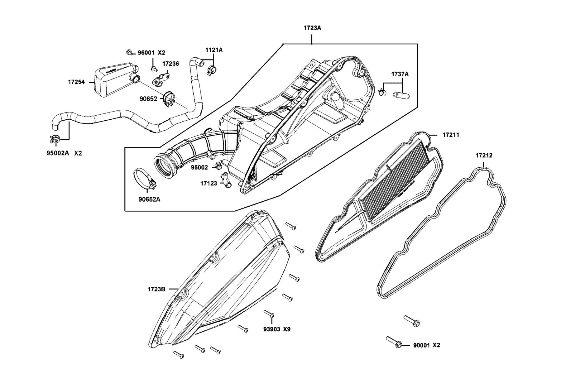 Clip D11 Tube — 95002-41100-04 — KYMCO exploded-view diagram